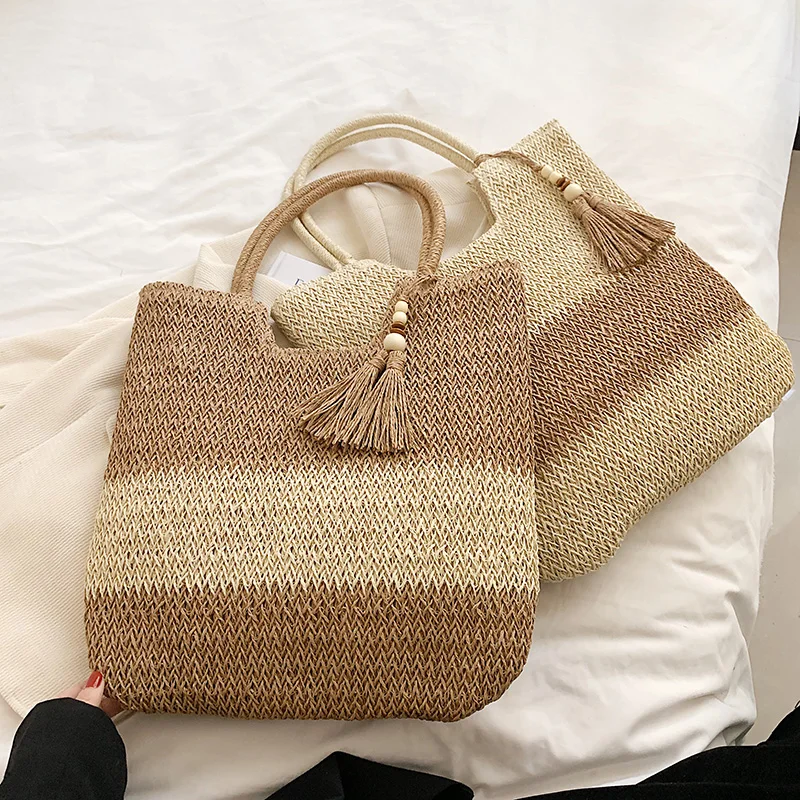 New Large-Capacity Brand Straw Woven Contrast Color Stitching All-Match High-Quality Texture Women'S Shoulder Beach Handbag
New Large-Capacity Brand Straw Woven Contrast Color Stitching All-Match High-Quality Texture Women'S Shoulder Beach Handbag