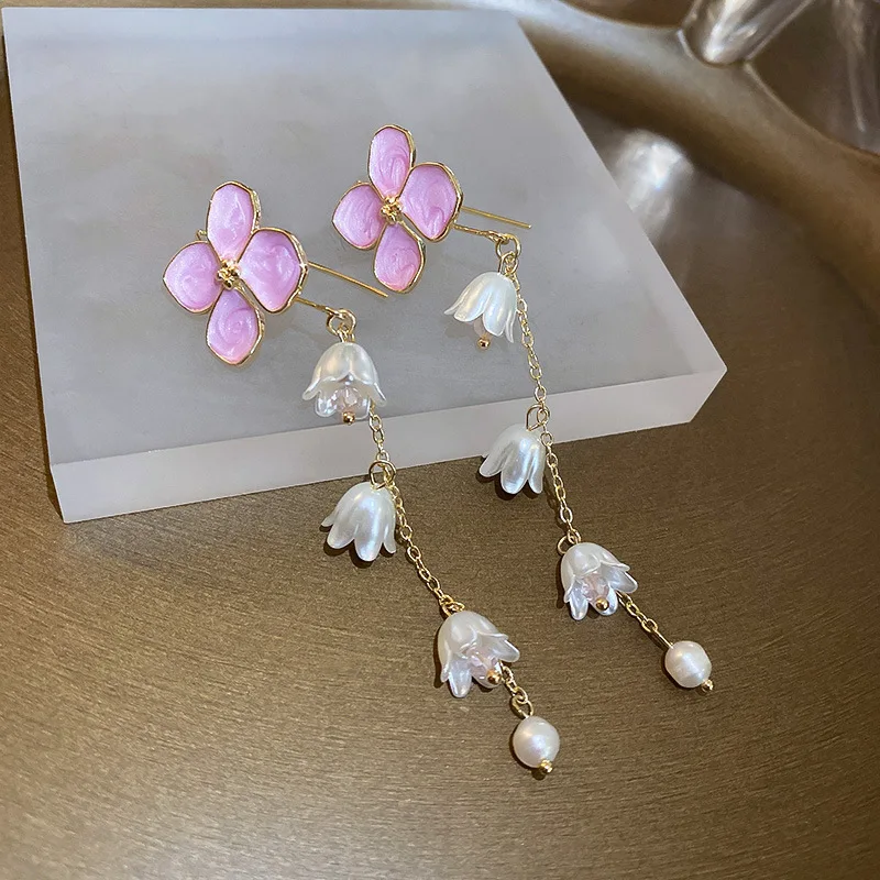 2022 Korean New Pink Enamel Flower Earrings Acrylic Pearl Tassels Long Pendientes Mujer Elegant Jewelry Brincos
2022 Korean New Pink Enamel Flower Earrings Acrylic Pearl Tassels Long Pendientes Mujer Elegant Jewelry Brincos
