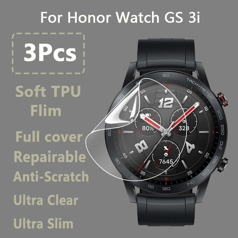 

3Pcs For Honor Watch GS 3i SmartWatch HD Clear Ultra Slim Soft Hydrogel Repairable Film Screen Protector -Not Tempered Glass