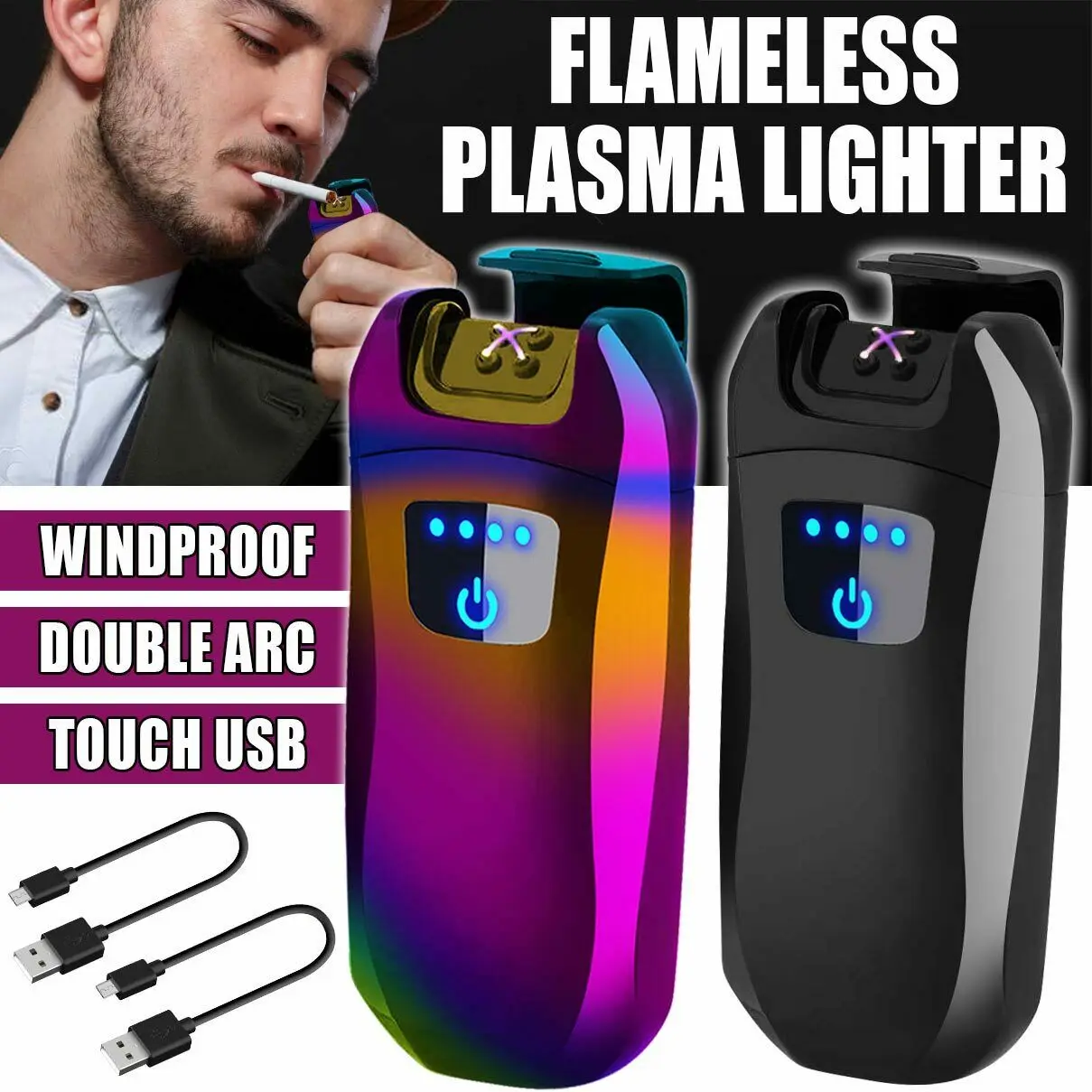 New Smart Touch USB Rechargeable Double Flameless Plasma Electric Metal Lighter
New Smart Touch USB Rechargeable Double Flameless Plasma Electric Metal Lighter