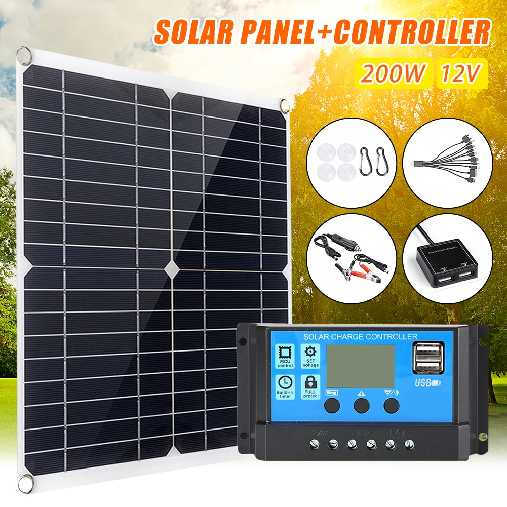 200W Solar Panel Kit 12V With 100A Solar Charge Controller Dual 5V USB Outputs Solar Panel Controller Combo For Car Caravan Boat
200W Solar Panel Kit 12V With 100A Solar Charge Controller Dual 5V USB Outputs Solar Panel Controller Combo For Car Caravan Boat