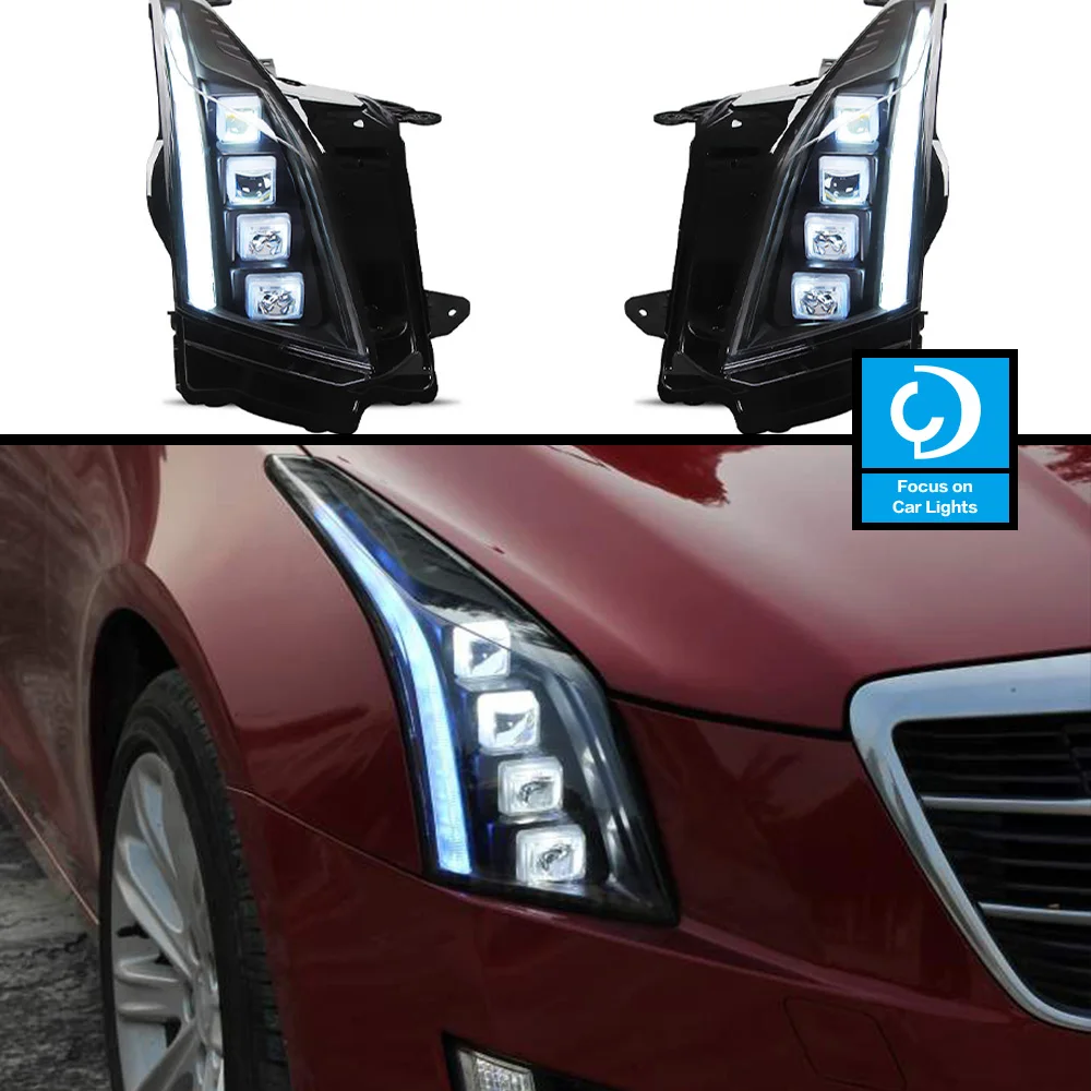 

Car Front Headlight For ATS ATSL LED HeadLamp Styling Dynamic Turn Signal Lens Automotive Accessories Assembly 2 PCS