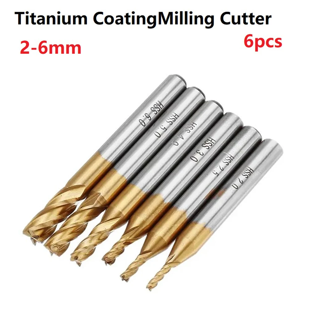 6pcs End Milling Cutter Woodworking Tool 2-6mm Titanium Coating 4 Flute Metric Straight Drill Bit End Mill Wood Cutters
6pcs End Milling Cutter Woodworking Tool 2-6mm Titanium Coating 4 Flute Metric Straight Drill Bit End Mill Wood Cutters