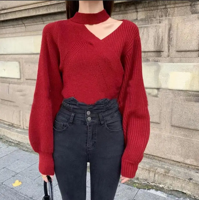 Sexy Halter Top Knitted Short Sweater Women 2022 Korean Chic Retro Lantern Sleeve V-neck Sweater Women Elegant Pullover Simplee
Sexy Halter Top Knitted Short Sweater Women 2022 Korean Chic Retro Lantern Sleeve V-neck Sweater Women Elegant Pullover Simplee
