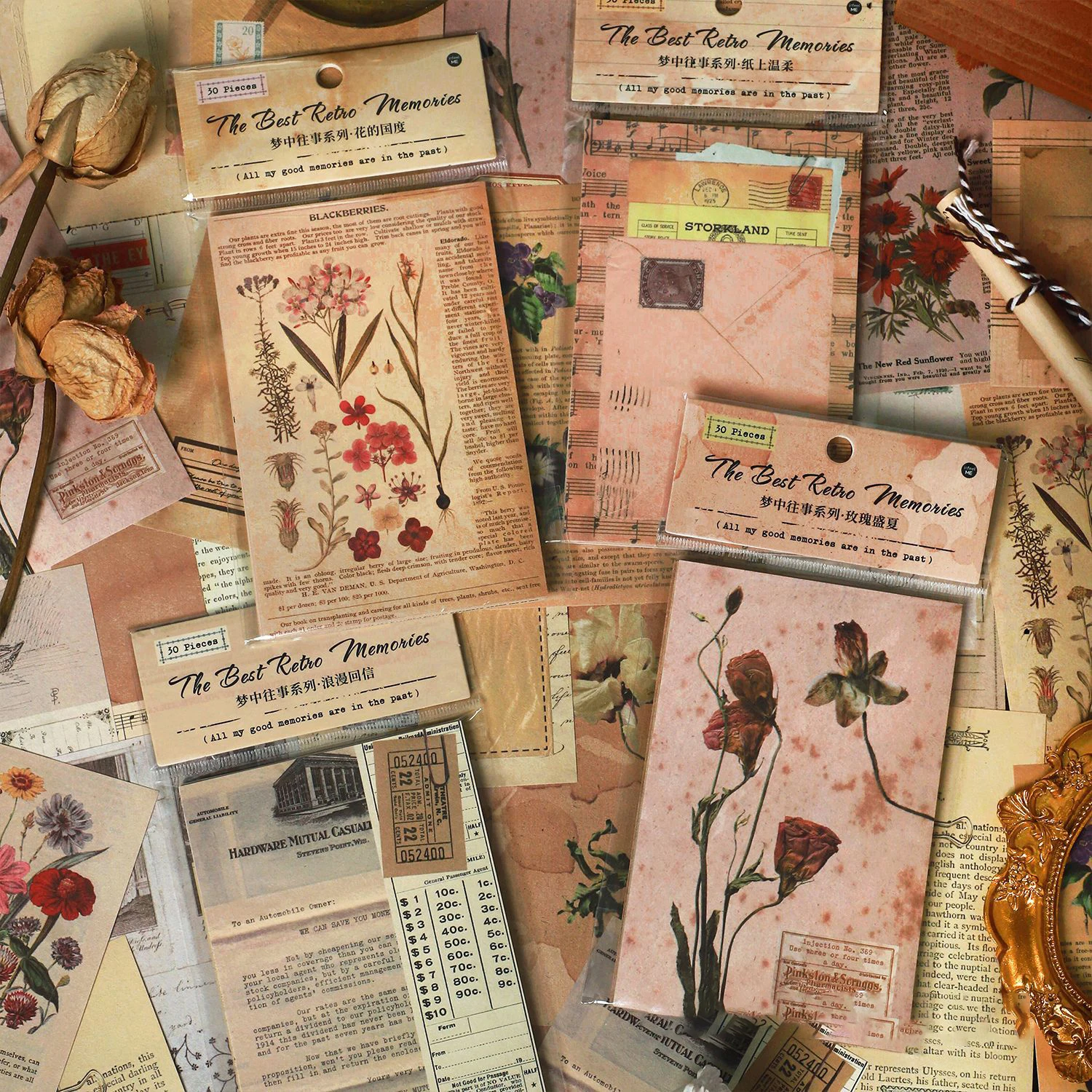 

30 Sheets Vintage Flower Plants Scrapbooking Paper Pads for Card Making Handmade Junk Journal Papers DIY Art Craft Supplies