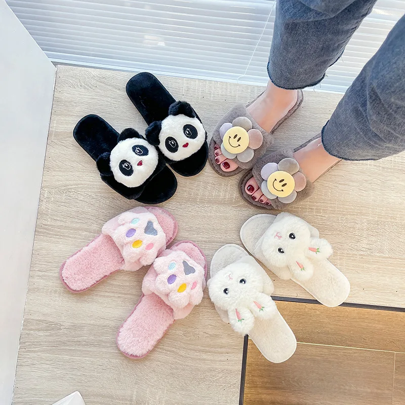 Cute Cartoon Fur Slippers Women's2022 Winter New One Word Cotton Slippers Home Panda Plus Size Warm Plush Slippers Mujer Slides
Cute Cartoon Fur Slippers Women's2022 Winter New One Word Cotton Slippers Home Panda Plus Size Warm Plush Slippers Mujer Slides