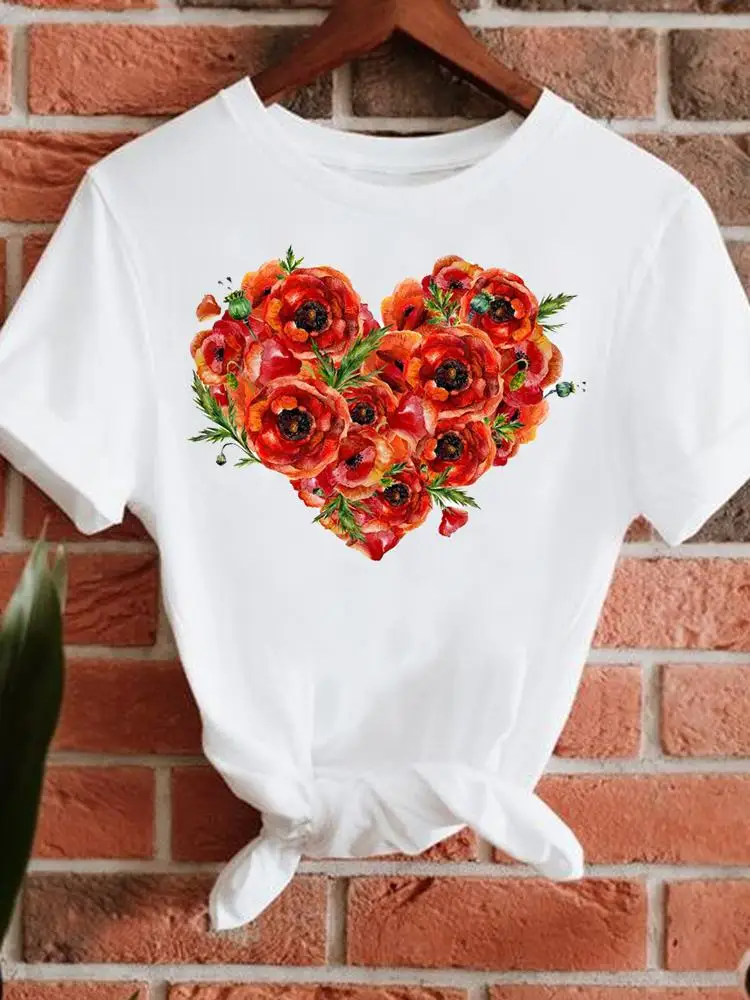 O-neck Women Watercolor Love Heart Flower Short Sleeve Tee Lady Fashion Summer Top Trend Tshirt Travel Casual Graphic T-Shirt
O-neck Women Watercolor Love Heart Flower Short Sleeve Tee Lady Fashion Summer Top Trend Tshirt Travel Casual Graphic T-Shirt