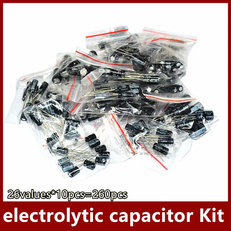 26values*10pcs=260pcs plug-in aluminium electrolytic capacitor Kit 50V 25V 16V 10v 1uf~470uf DIP electrolytic capacitor
26values*10pcs=260pcs plug-in aluminium electrolytic capacitor Kit 50V 25V 16V 10v 1uf~470uf DIP electrolytic capacitor