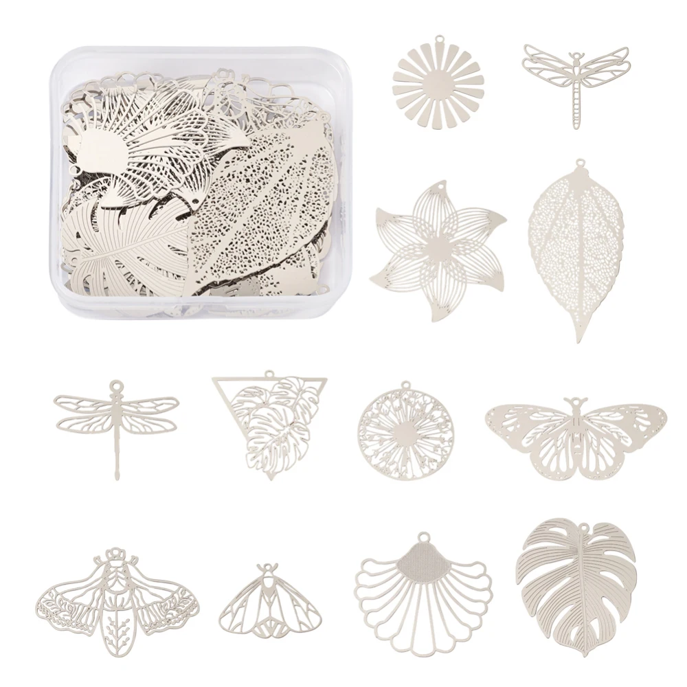 10~48pcs/Box 201 Stainless Steel Filigree Pendants Mix Shape for jewelry making DIY Women necklace earring decor accessories
10~48pcs/Box 201 Stainless Steel Filigree Pendants Mix Shape for jewelry making DIY Women necklace earring decor accessories