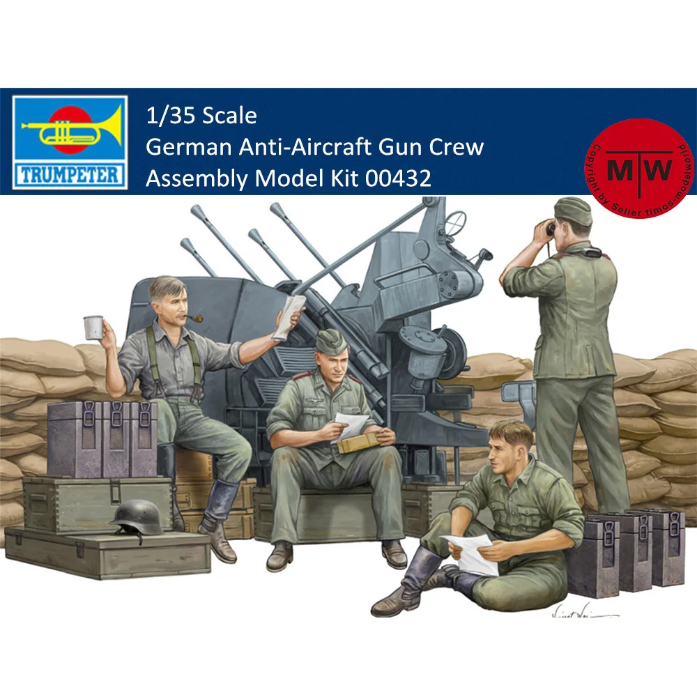 Trumpeter 00432 1/35 Scale German Anti-Aircraft Gun Crew Military Soldier Figures Plastic Assembly Model Kits
Trumpeter 00432 1/35 Scale German Anti-Aircraft Gun Crew Military Soldier Figures Plastic Assembly Model Kits