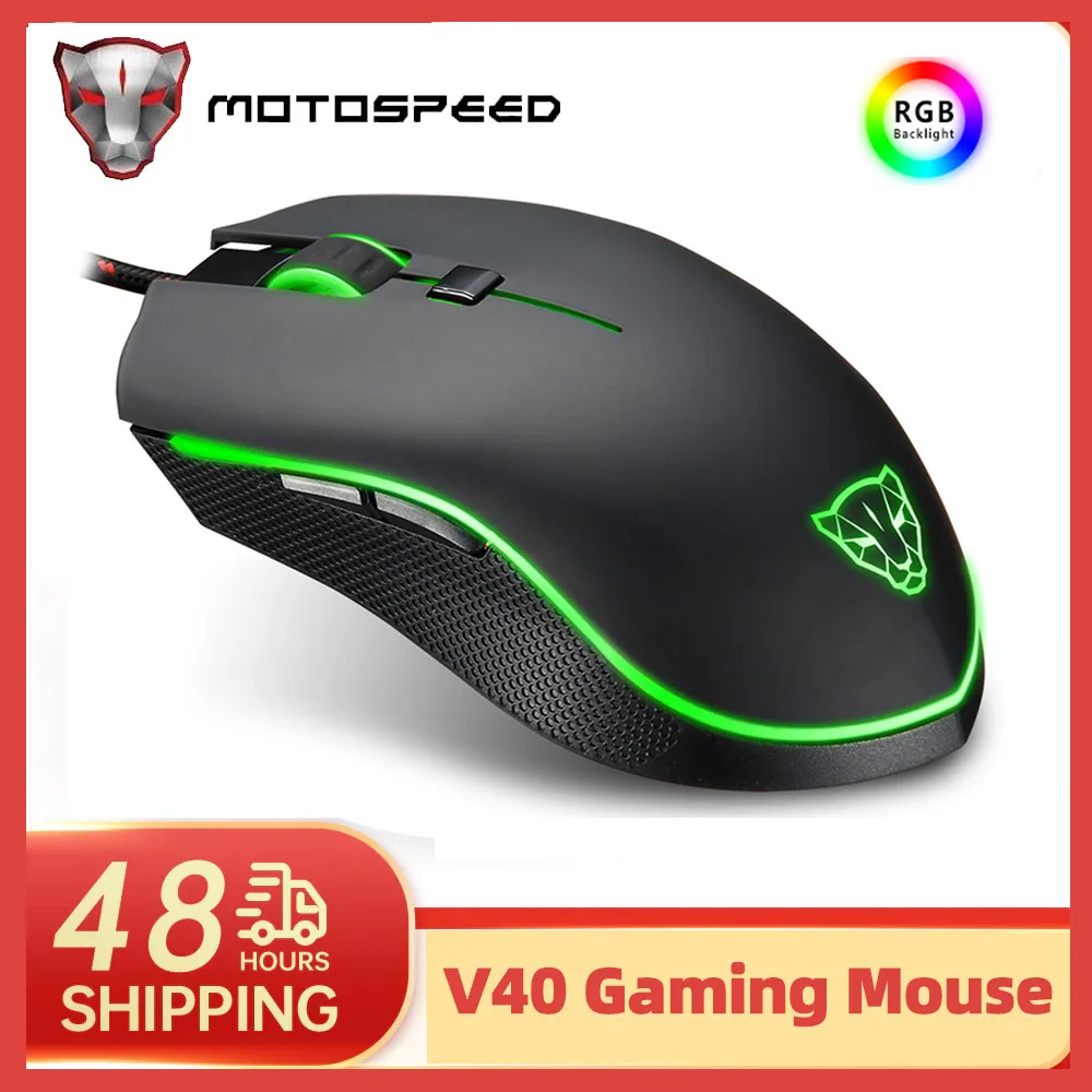 

Motospeed V40 Gamer Mouse 4000DPI 6 Buttons USB Wired Optical LED Backlit Programmable Gaming Mice For Mini PC Laptop Desktop