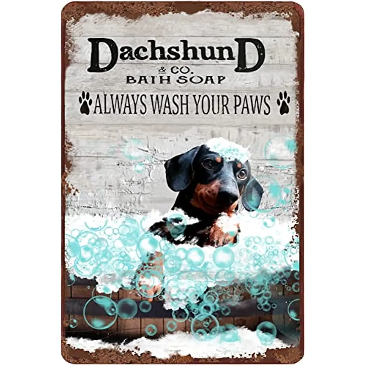 

Мыло для ванны Dachshund & Co., винтажный жестяной знак для мытья лап, металлический жестяной знак, декор таксы, собака, любимый подарок, металлическая пластина