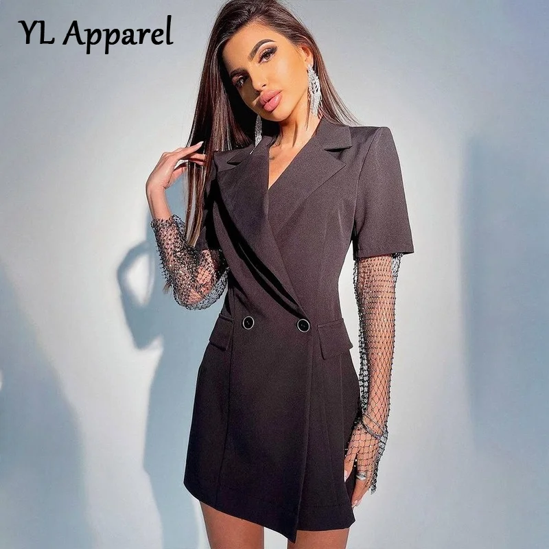 Женское платье-блейзер с длинным рукавом, черное ажурное Сетчатое лоскутное платье с отложным воротником, офисное мини-платье, весна 2022
Женское платье-блейзер с длинным рукавом, черное ажурное Сетчатое лоскутное платье с отложным воротником, офисное мини-платье, весна 2022