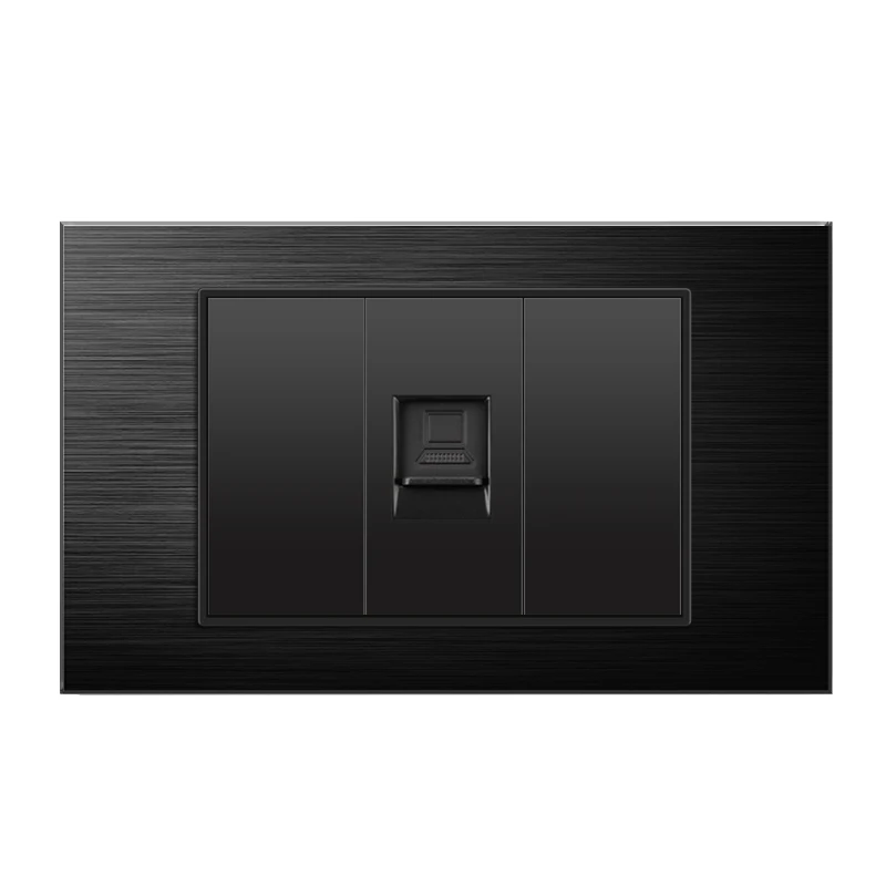 PSSRISE 118 computer TV telephone with three-hole socket aluminum brushed panel wall switch socket black
PSSRISE 118 computer TV telephone with three-hole socket aluminum brushed panel wall switch socket black