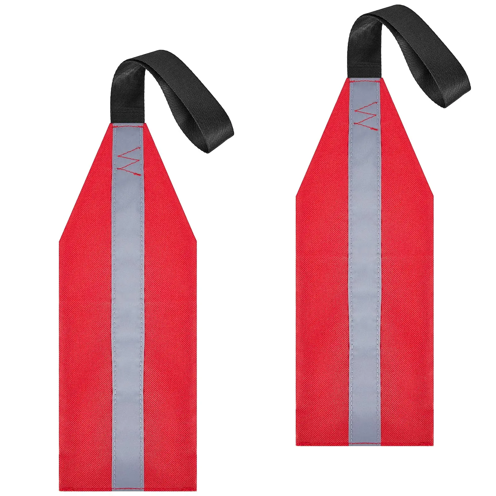 

2 Pieces Safety Travel Flag for Kayak Canoe Red Warning Flag with Webbing for Kayak SUP Towing Canoes Truck Safety Accessories