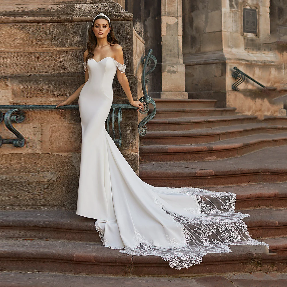 Bohemian Sexy Beach Mermaid White Wedding Dress Off Shoulder Lace Long Train Sweetheart Neck Charming Bridal Gown For Bride 2022
Bohemian Sexy Beach Mermaid White Wedding Dress Off Shoulder Lace Long Train Sweetheart Neck Charming Bridal Gown For Bride 2022