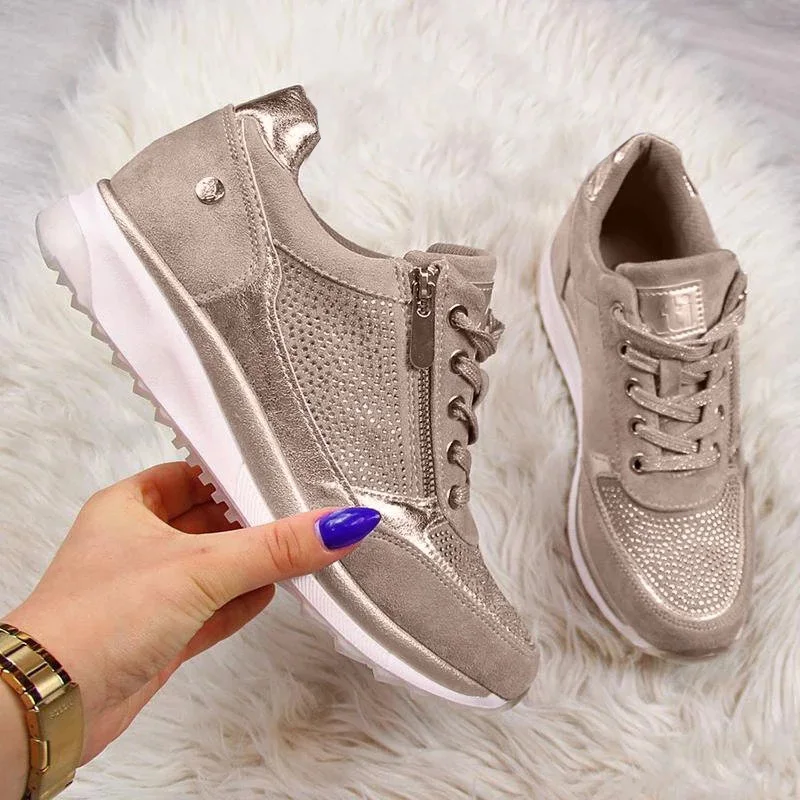 New Women Platform Sneaker Woman Autumn Lace Up Vulcanized Casual Fashion Shoes Female Sequined Cloth Shoes Ladies Flat Footwear
New Women Platform Sneaker Woman Autumn Lace Up Vulcanized Casual Fashion Shoes Female Sequined Cloth Shoes Ladies Flat Footwear