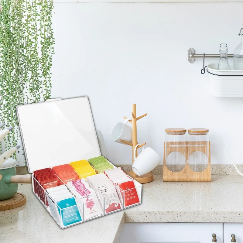 Tea Bags Storage Box with Sealing Lid Clear Acrylic 8 Compartments Organizer for Home Kitchen Countertop Spice Makeup
Tea Bags Storage Box with Sealing Lid Clear Acrylic 8 Compartments Organizer for Home Kitchen Countertop Spice Makeup