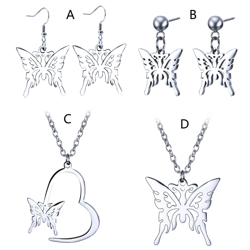 Punk for butterfly Stainless Steel Pendant Necklace Hook Earrings Polishing Chain Fashion Necklace Unisex Fashion Jewelry
Punk for butterfly Stainless Steel Pendant Necklace Hook Earrings Polishing Chain Fashion Necklace Unisex Fashion Jewelry