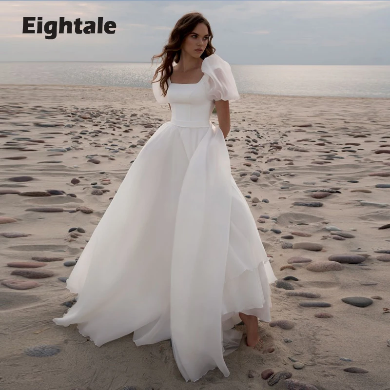 Eightale Satin Wedding Dress Boho Simple Strapless Short Sleeves Princess Beach Bridal Gowns 2022 robe mariee champetre
Eightale Satin Wedding Dress Boho Simple Strapless Short Sleeves Princess Beach Bridal Gowns 2022 robe mariee champetre