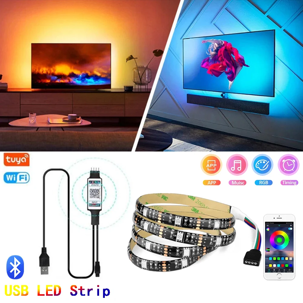 Bluetooth 5V USB Led Strip Light RGB Flexible Led Light Waterproof 5050 SMD TV Background TUYA WIFI Controller DC5V blackboard
Bluetooth 5V USB Led Strip Light RGB Flexible Led Light Waterproof 5050 SMD TV Background TUYA WIFI Controller DC5V blackboard