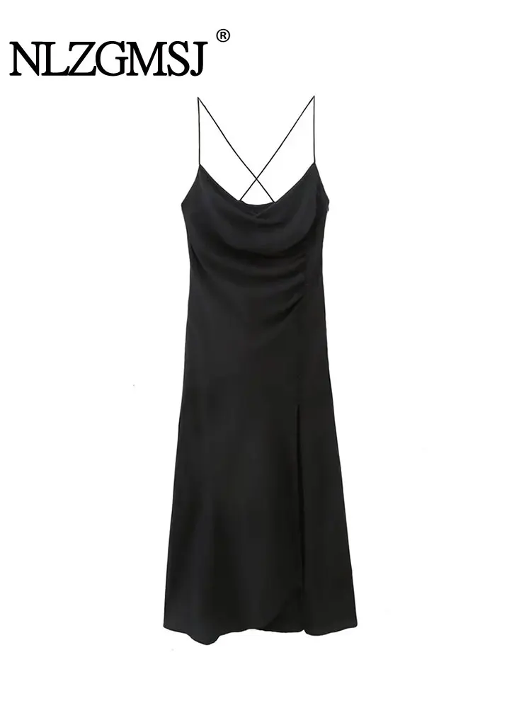 Nlzgmsj TRAF Women Summer Dress 2023 Fashion Satin Midi Dress Vintage Backless Thin Crossed Straps Female Dresses Vestidos Mujer
Nlzgmsj TRAF Women Summer Dress 2023 Fashion Satin Midi Dress Vintage Backless Thin Crossed Straps Female Dresses Vestidos Mujer