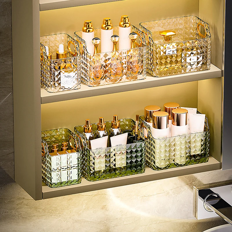 Bathroom Storage Box Rectangular Desktop Cosmetics Storage Basket Handle Stackable Makeup Organizers Rack Lipsticks Container
Bathroom Storage Box Rectangular Desktop Cosmetics Storage Basket Handle Stackable Makeup Organizers Rack Lipsticks Container