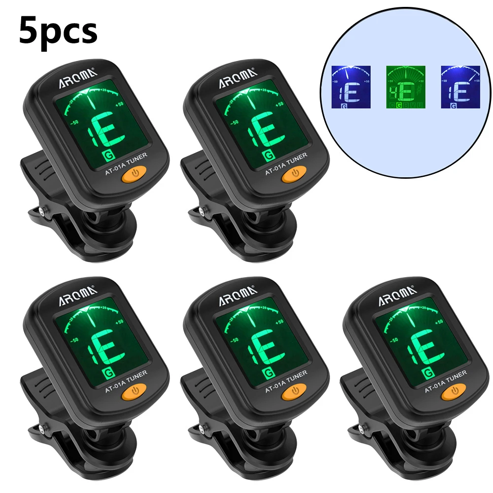 5 Pack AROMA Clip-On Guitar Tuners LCD Display 440Hz For Bass Ukulele Violins Rotatable Clip-On Tuner Guitar Accessories Parts
5 Pack AROMA Clip-On Guitar Tuners LCD Display 440Hz For Bass Ukulele Violins Rotatable Clip-On Tuner Guitar Accessories Parts