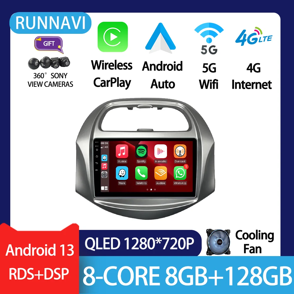 

Android 13 для Chevrolet SPARK BEAT 2018-2019, автомобильное радио, стерео, мультимедийный видеоплеер, навигация GPS, беспроводное головное устройство Carplay