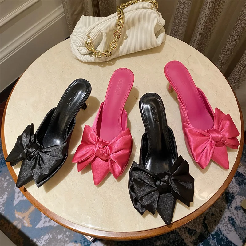 2022 New Fashion Women Shallow Silk Pointed Toe Butterfly-knot Thin Low Heels Shoes Summer Sexy Office Work Mule Slippers
2022 New Fashion Women Shallow Silk Pointed Toe Butterfly-knot Thin Low Heels Shoes Summer Sexy Office Work Mule Slippers
