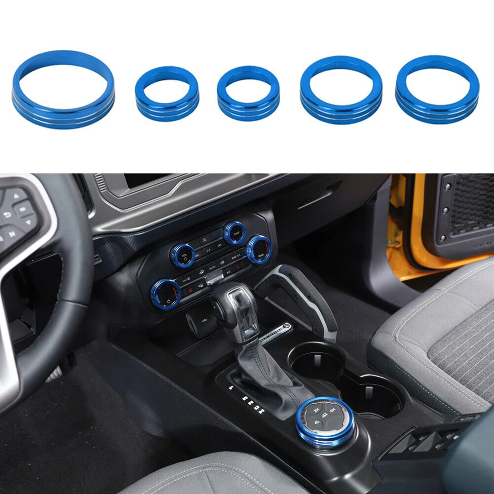 5pcs Air Conditioning Sound Knob Cover Aluminum Alloy Button Ring Trim For Ford Bronco 2021 2022 Blue Console Covers
5pcs Air Conditioning Sound Knob Cover Aluminum Alloy Button Ring Trim For Ford Bronco 2021 2022 Blue Console Covers