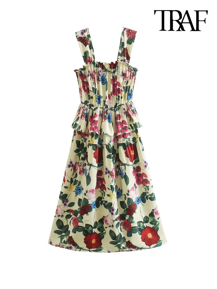 Платье-миди с цветочным принтом, воланом и поясом на резинке
Платье-миди с цветочным принтом, воланом и поясом на резинке