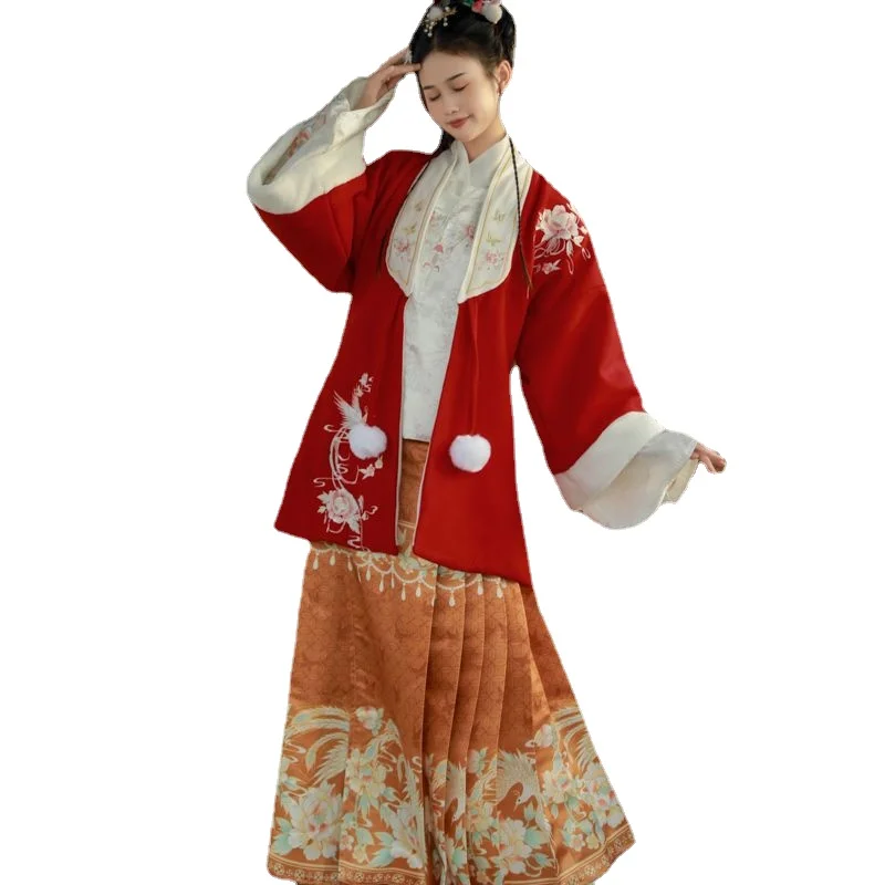 Fairy Clothes Round Neck Robe Embroidery Long Coat Makeup Flower Horse Face Skirt Autumn and Winter Fleece Keeping Warm
Fairy Clothes Round Neck Robe Embroidery Long Coat Makeup Flower Horse Face Skirt Autumn and Winter Fleece Keeping Warm