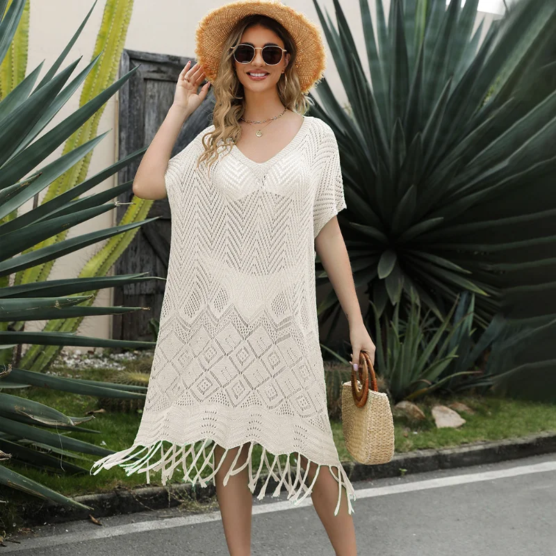 Sexy Beach Dress Tassel Hollow Out Dress Women Ladies Dresses Boho Knitted Beachwear Dresses Vacation Vestido Swimsuit Cover Up
Sexy Beach Dress Tassel Hollow Out Dress Women Ladies Dresses Boho Knitted Beachwear Dresses Vacation Vestido Swimsuit Cover Up