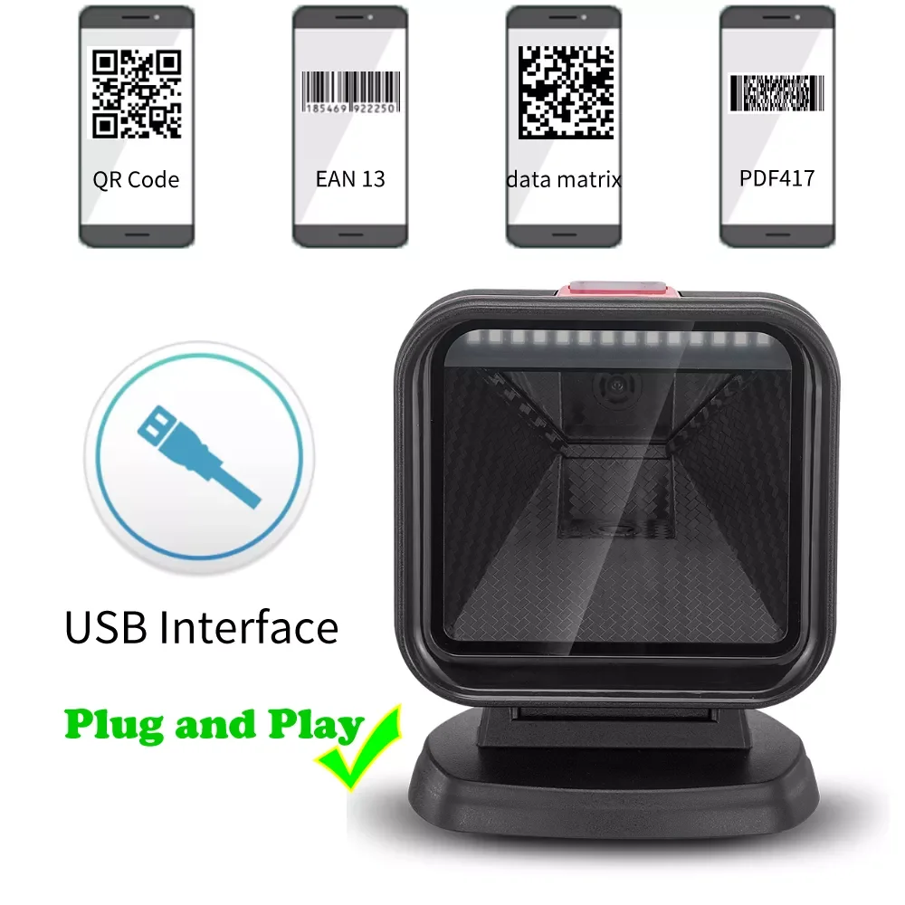 NEW2023 2D Omnidirectional Barcode Scanner QR Code Desktop Barcode Reader for Supermarket Auto Sense Data Matrix PDF417 barcod s
NEW2023 2D Omnidirectional Barcode Scanner QR Code Desktop Barcode Reader for Supermarket Auto Sense Data Matrix PDF417 barcod s