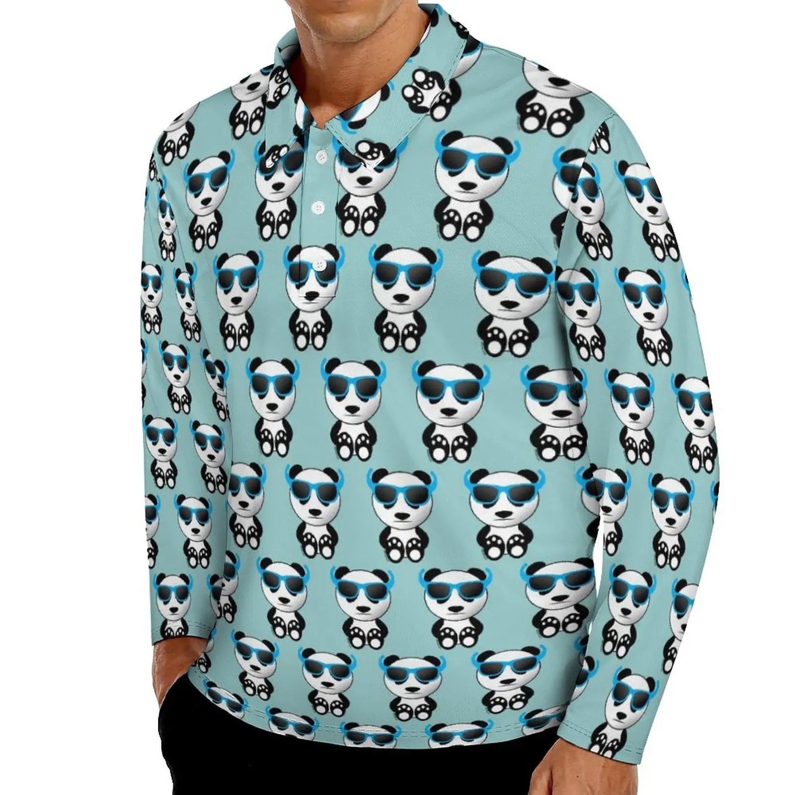 Рубашка-поло с принтом животных, с отложным воротником и длинным рукавом 
Рубашка-поло с принтом животных, с отложным воротником и длинным рукавом