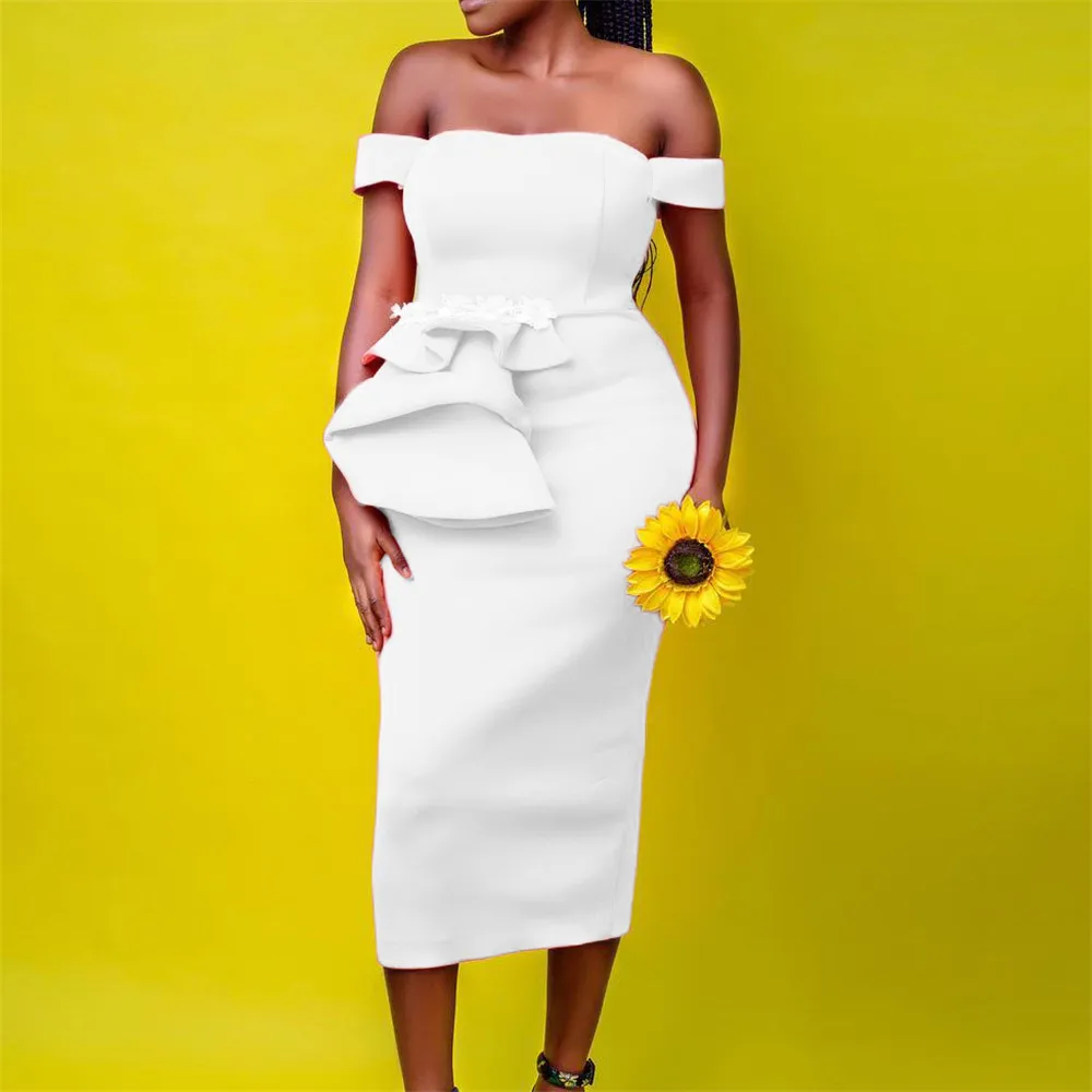 2022 Women Fashion Dress Shoulder Off Short Sleeve Solid Color Patchwork Slim Pullover Western Style Elegant Ladies Prom Dress
2022 Women Fashion Dress Shoulder Off Short Sleeve Solid Color Patchwork Slim Pullover Western Style Elegant Ladies Prom Dress