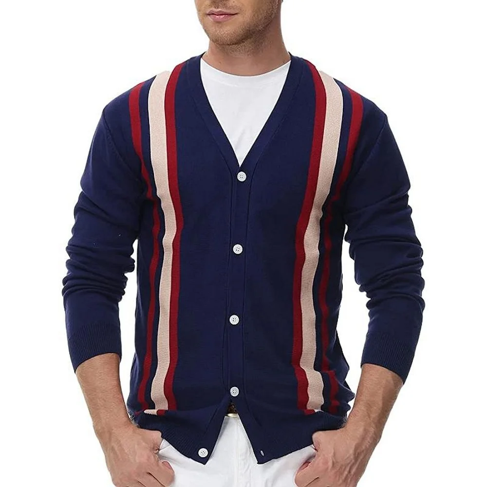 ERIDANUS Men Spring Autumn Knitwear New V-neck Long Sleeve Cardigan POLO Shirt for Men Striped Patchwork Polo Shirt Male MZS007
ERIDANUS Men Spring Autumn Knitwear New V-neck Long Sleeve Cardigan POLO Shirt for Men Striped Patchwork Polo Shirt Male MZS007