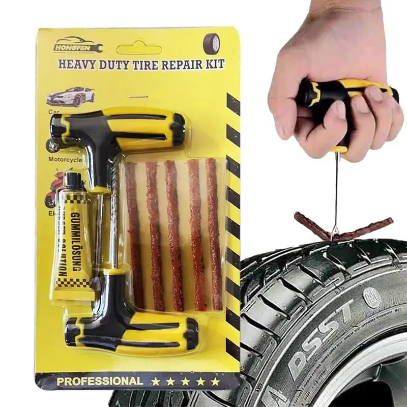 Flat Tire Repair Kit Tubeless Tyre Puncture Studding Plug Set Car Tire Repair Tools Kit With Rubber Strips For Truck Motorcycle
Flat Tire Repair Kit Tubeless Tyre Puncture Studding Plug Set Car Tire Repair Tools Kit With Rubber Strips For Truck Motorcycle