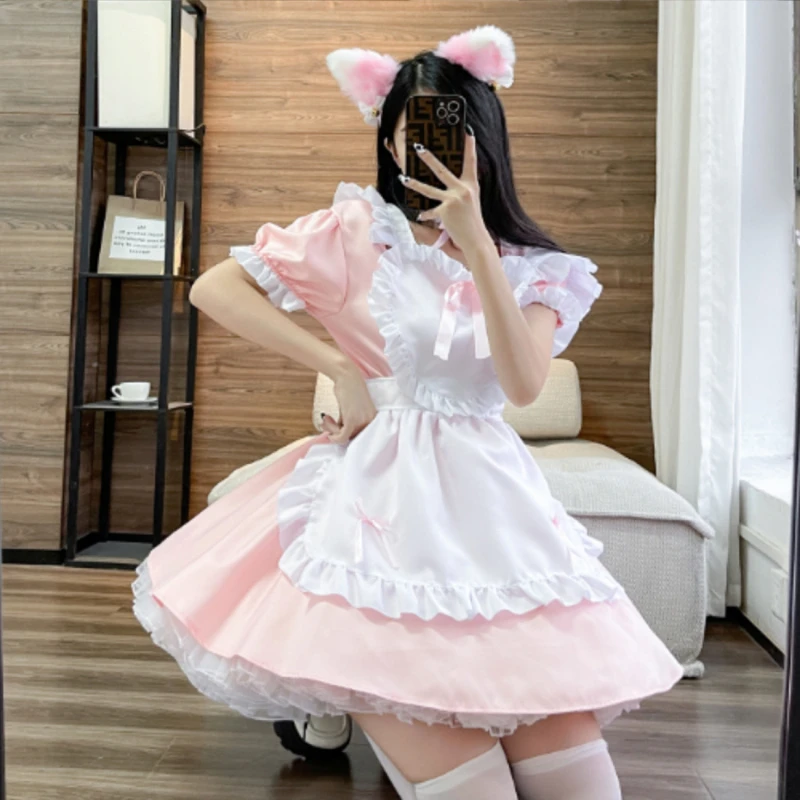 Japanese Sweet Cute Pink Lolita Dress Sexy Maid Outfit Halloween Cosplay Costume Women French Servant Lolita Babydoll Dress
Japanese Sweet Cute Pink Lolita Dress Sexy Maid Outfit Halloween Cosplay Costume Women French Servant Lolita Babydoll Dress