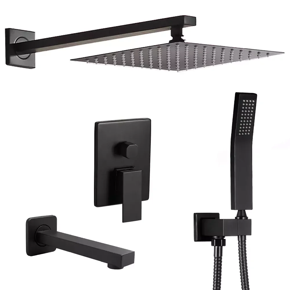 Shower Faucets Matte Black Wall Mount Bathroom Faucet Set Rainfall Square Big Shower Head Handheld Valve Bath Mixer Tap YB-623R
Shower Faucets Matte Black Wall Mount Bathroom Faucet Set Rainfall Square Big Shower Head Handheld Valve Bath Mixer Tap YB-623R