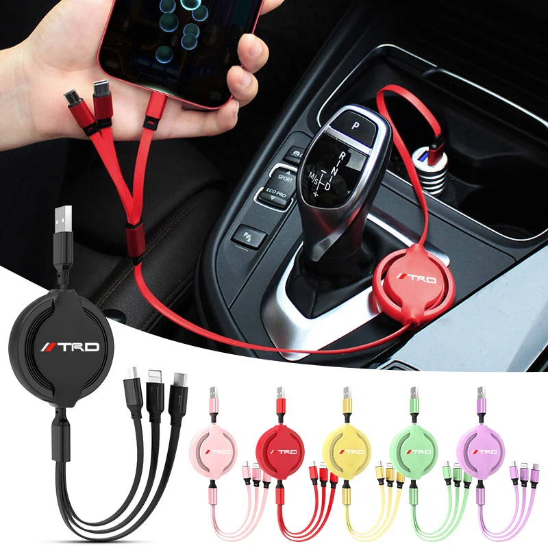Car Styling 3 in 1 USB Charging Cable Retractable Charger Cable For TRD TOYOTA Crown Reiz Corolla Prada Alphard Vitz Camry GT86
Car Styling 3 in 1 USB Charging Cable Retractable Charger Cable For TRD TOYOTA Crown Reiz Corolla Prada Alphard Vitz Camry GT86
