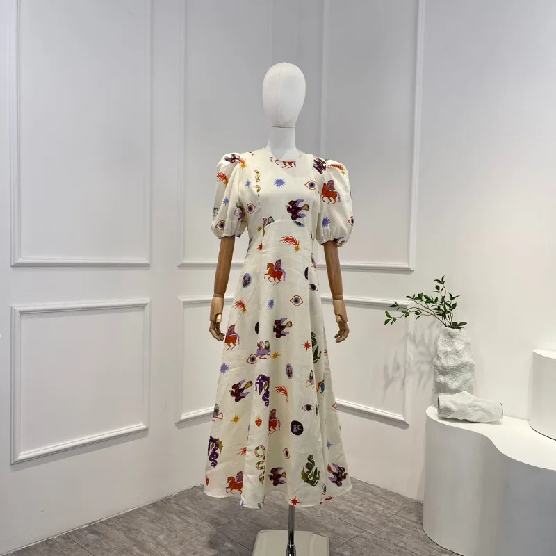 2023 Summer High Quality Women Fashion Vintage Prairie Chic Beach Style Animals Printed Short Sleeve O-neck Midi Dress
2023 Summer High Quality Women Fashion Vintage Prairie Chic Beach Style Animals Printed Short Sleeve O-neck Midi Dress