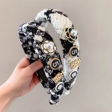 Fabric Camellia Bear Hairband for Women Girl Autumn Winter Headbands Korean Fashion Hair Accessories