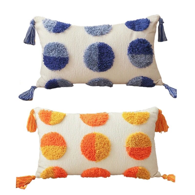 Boho Tribal Lumbar Pillow for CASE Spherical Woven Tufted Tassel Cushion Cover D 
Boho Tribal Lumbar Pillow for CASE Spherical Woven Tufted Tassel Cushion Cover D