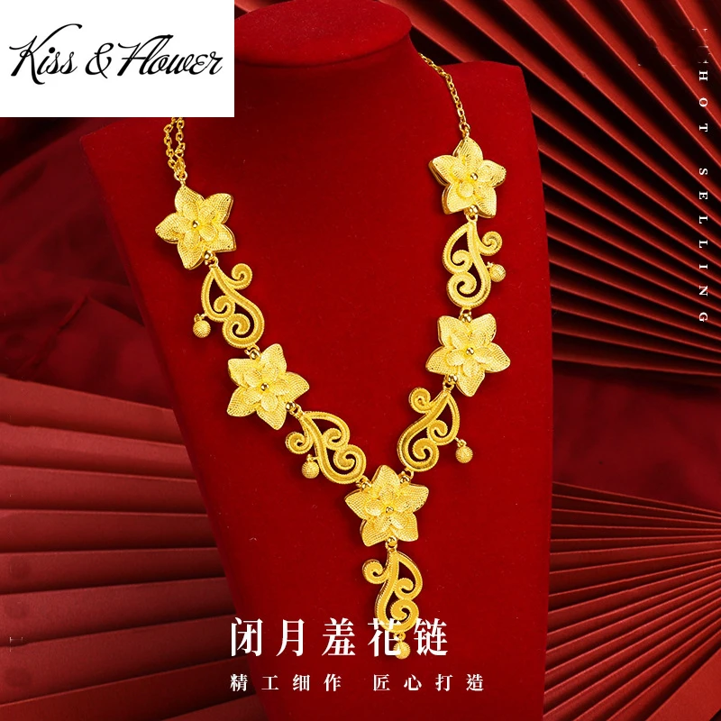 KISS&FLOWER NK336 Fashion Jewelry Wholesale Woman Bride Birthday Wedding Anniversary Party Gift Flower Leaf 24KT Gold Necklace
KISS&FLOWER NK336 Fashion Jewelry Wholesale Woman Bride Birthday Wedding Anniversary Party Gift Flower Leaf 24KT Gold Necklace