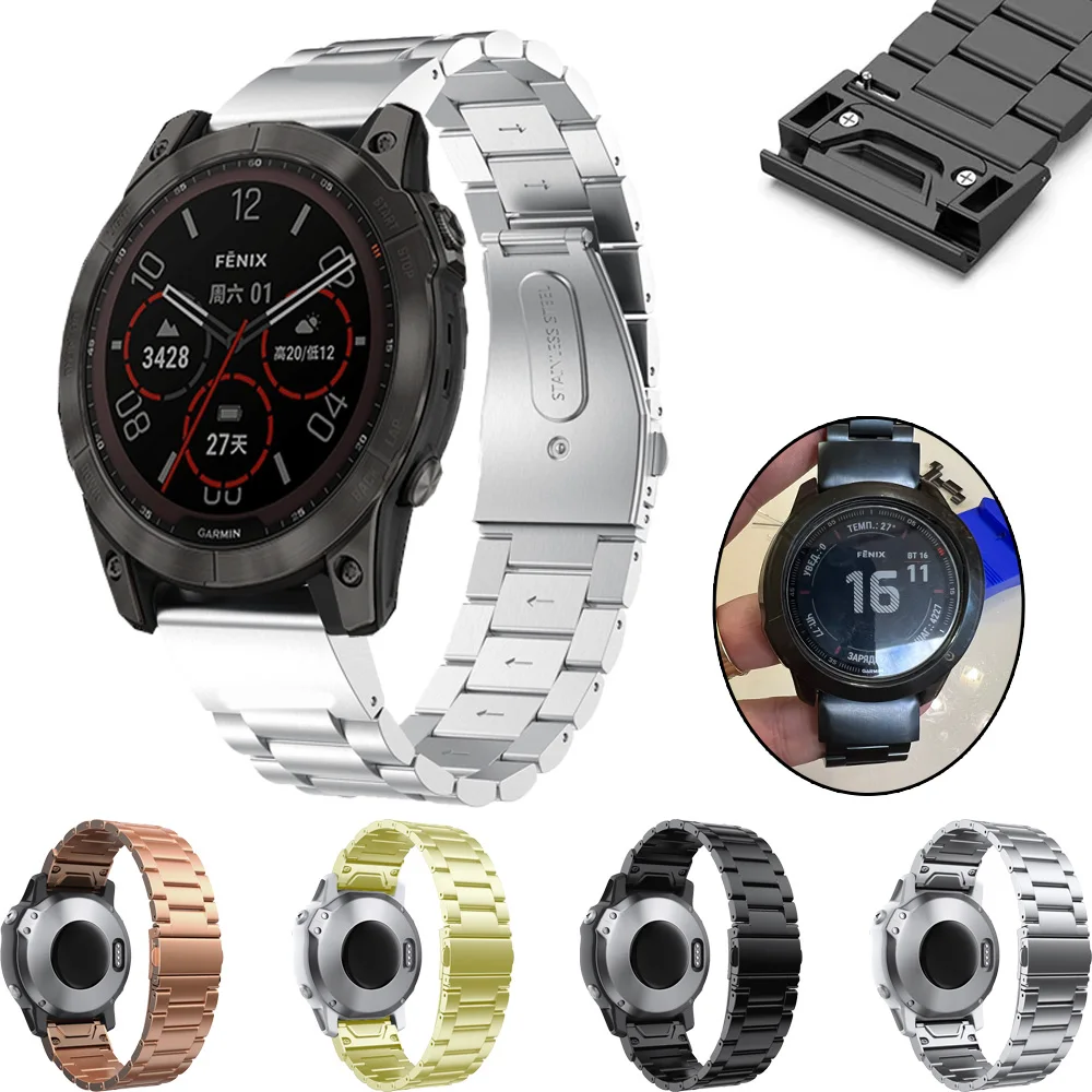 Металлический ремешок для наручных часов Garmin Fenix 5X 5 6X 6 Pro 3HR 7 7X Easyfit, быстросъемный браслет из нержавеющей стали 5splus 6spro 
Металлический ремешок для наручных часов Garmin Fenix 5X 5 6X 6 Pro 3HR 7 7X Easyfit, быстросъемный браслет из нержавеющей стали 5splus 6spro