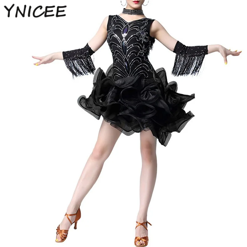 Adult Dazzling Dance Salsa Samba Clothes For Women Fringes Latin Tango Dresses Costume Sleeveless Irregular Dress with Necklace
Adult Dazzling Dance Salsa Samba Clothes For Women Fringes Latin Tango Dresses Costume Sleeveless Irregular Dress with Necklace