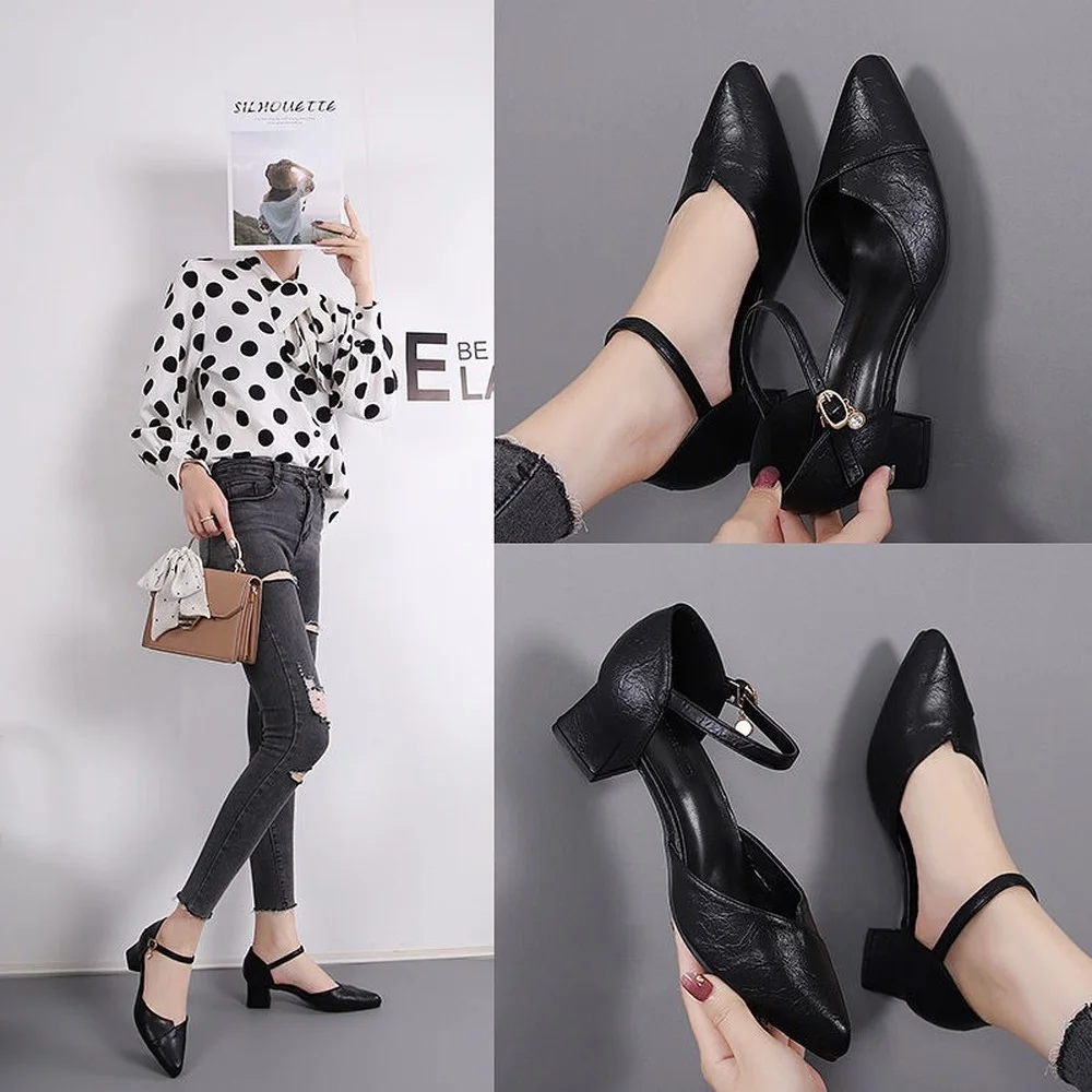 Thick heel sandals women's leather 2022 all-match Korean version hollow single shoes mid-heel black fashion professional shoes
Thick heel sandals women's leather 2022 all-match Korean version hollow single shoes mid-heel black fashion professional shoes