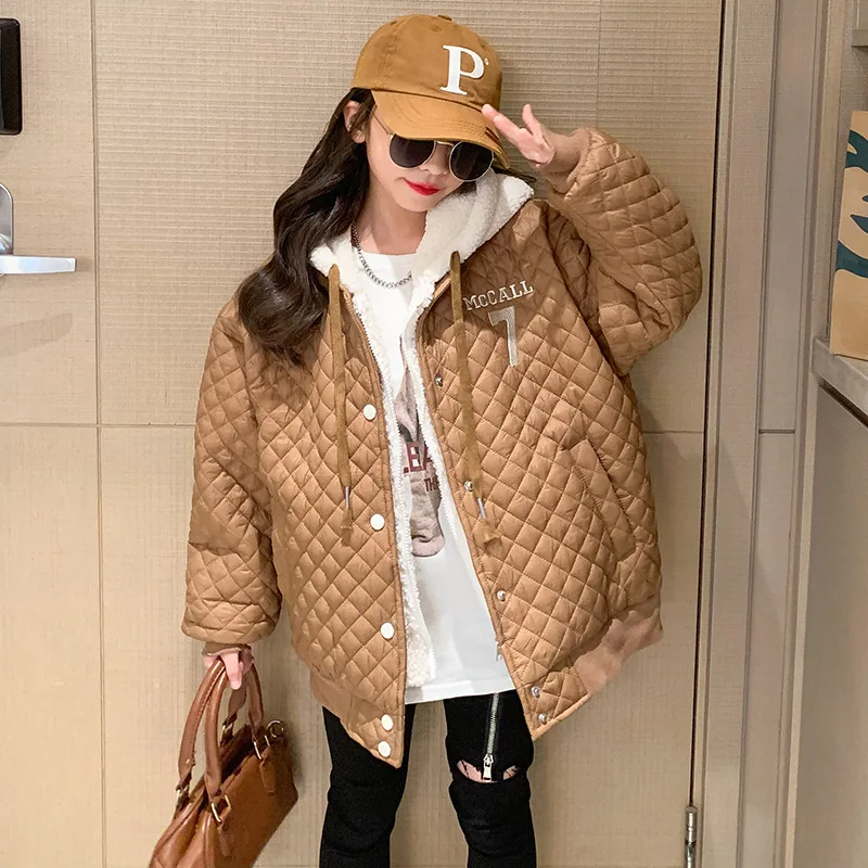 Girls Jacket Autumn Winter Thicken Fleece Warm Casual Sport Hooded Outerwear for Kids Khaki Teenage Children Coats
Girls Jacket Autumn Winter Thicken Fleece Warm Casual Sport Hooded Outerwear for Kids Khaki Teenage Children Coats